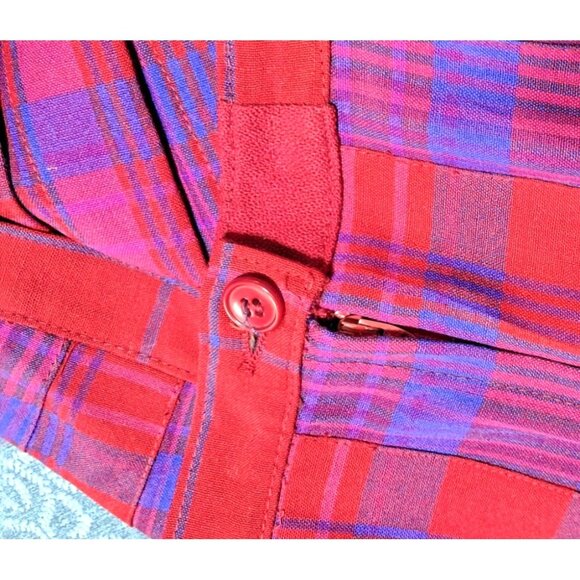 Vintage Pendleton Midi Skirt 29 Inch Waist Pleated Wool Plaid Red Pink Purple Bl - Picture 9 of 10